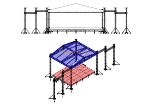 Aluminum Roof Bolt Truss System for Event Parties 13x13x7m (43x43x23ft) with Modular Stage12.2x12.2m Height 1.6-2m (40x40ft)