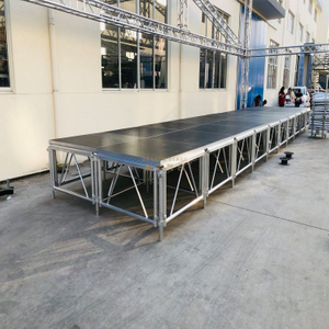 Park Event Aluminum Modular Stage with 3 Adjustable 4-step Stairs 16 ...