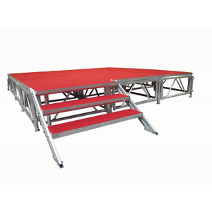 Park Event Aluminum Modular Stage with 3 Adjustable 4-step Stairs 16 Panels