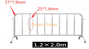 25kg 1.2x2m Stainless Steel Iron Barrier Outdoor Traffic Isolation Site Shopping Mall Station Subway Mobile Barricade Fence 